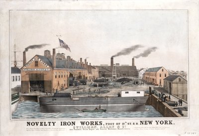 Novelty Iron Works, Stillman, Allen & Co. produttori di motori a vapore e macchinari generali, ai piedi della 12th Street, East River, New York, ca. 1841-1844 da John Ritto Penniman